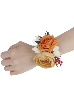 6Pcs Boho Burnt Orange Wrist Corsages
