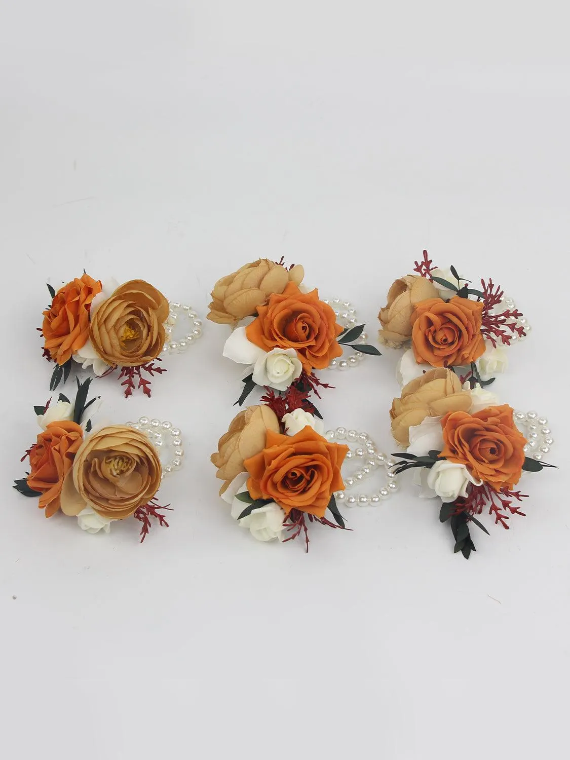 6Pcs Boho Burnt Orange Wrist Corsages
