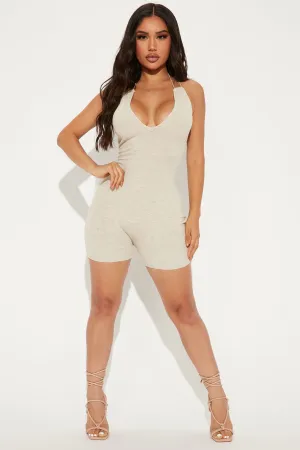 Always Truly Ready Ribbed Romper - Oatmeal