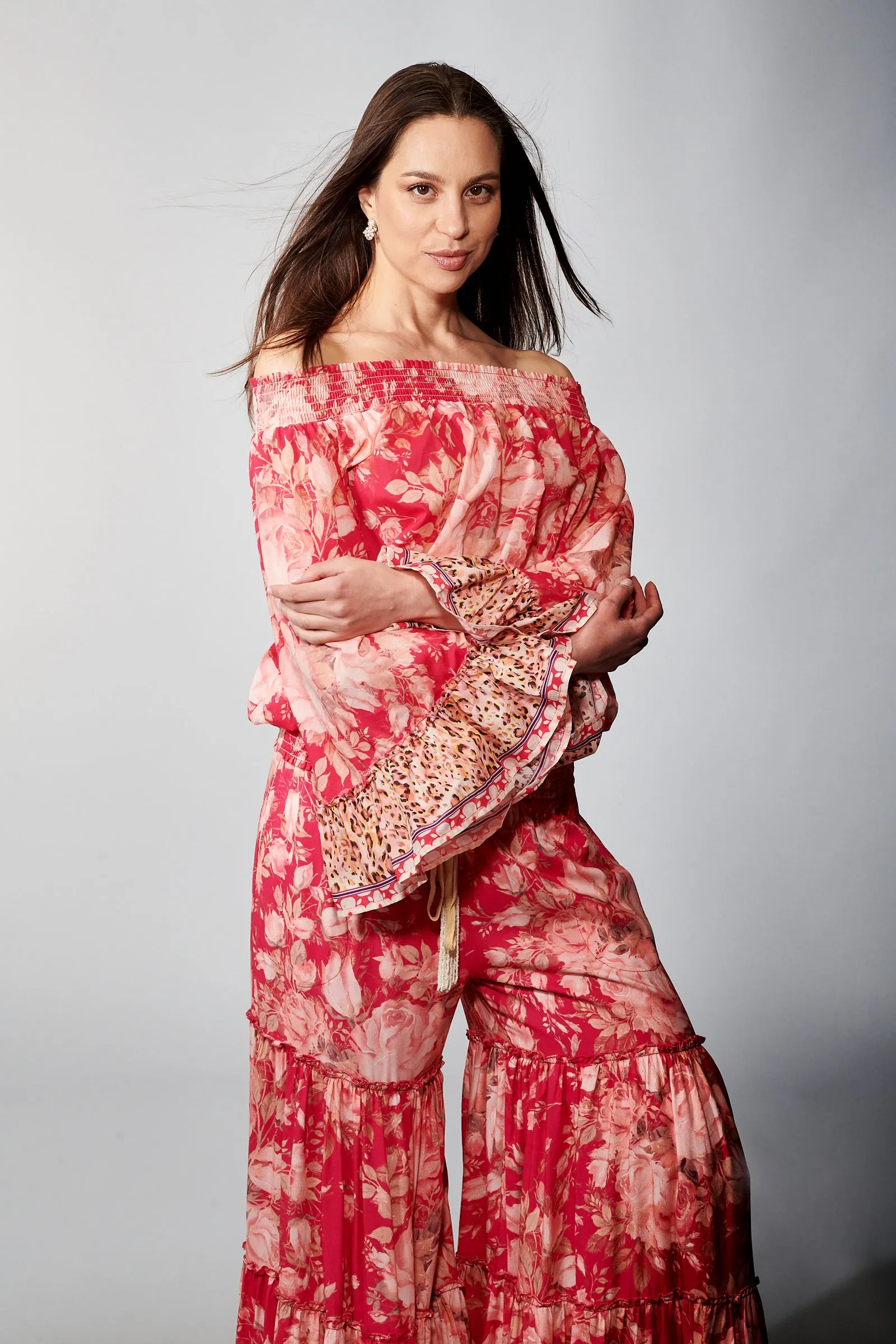 Aratta, Cotton, Fairy Rose Peasant Blouse in Fuschia