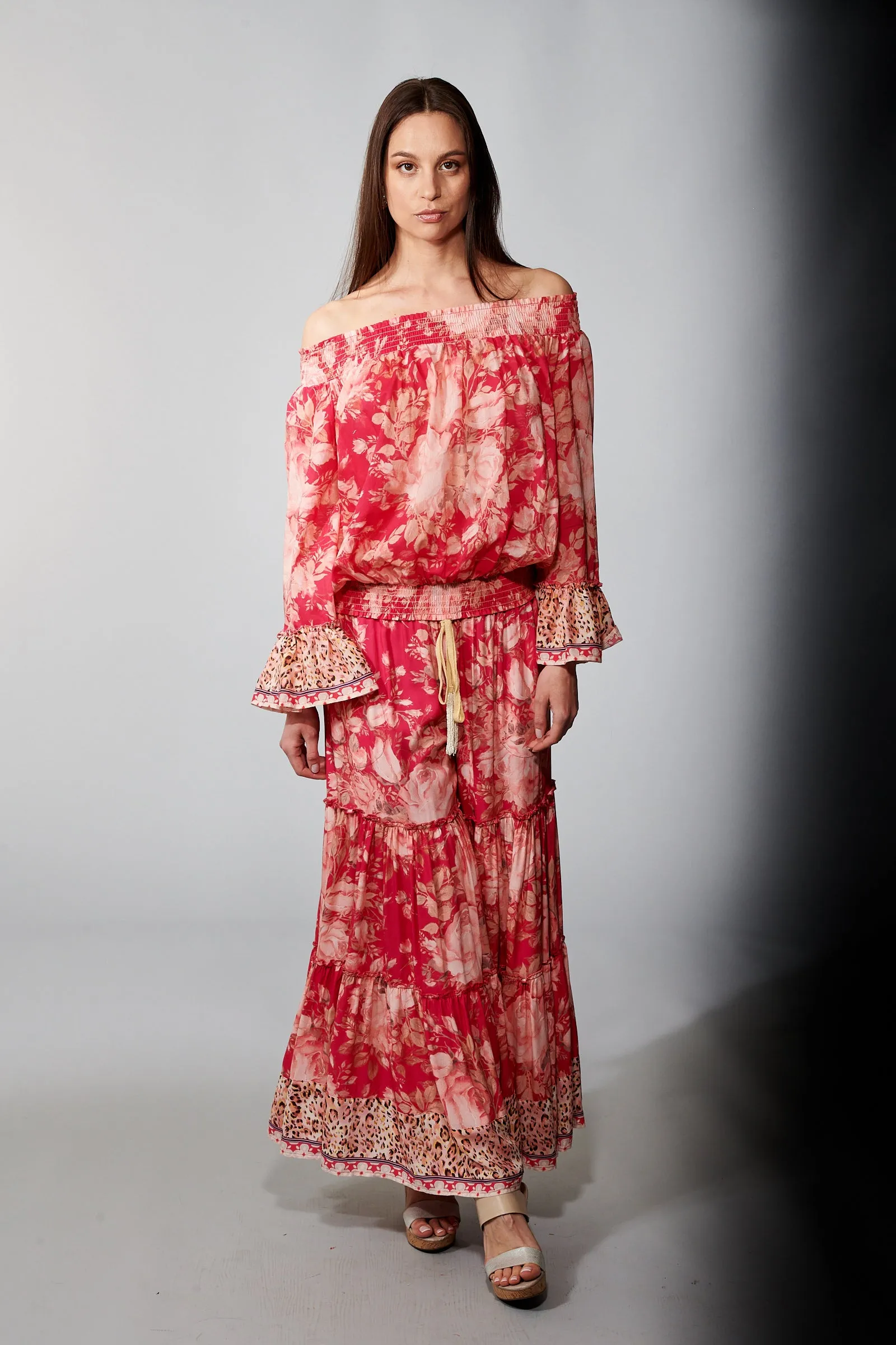 Aratta, Cotton, Fairy Rose Peasant Blouse in Fuschia