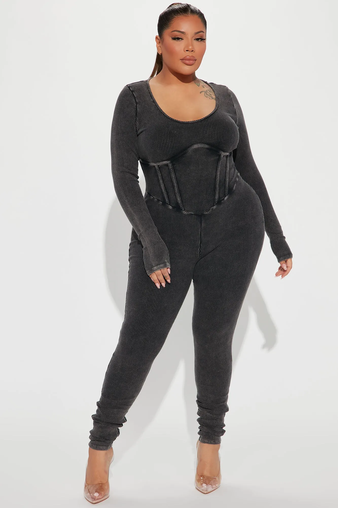 Aspen Ribbed Jumpsuit - Black