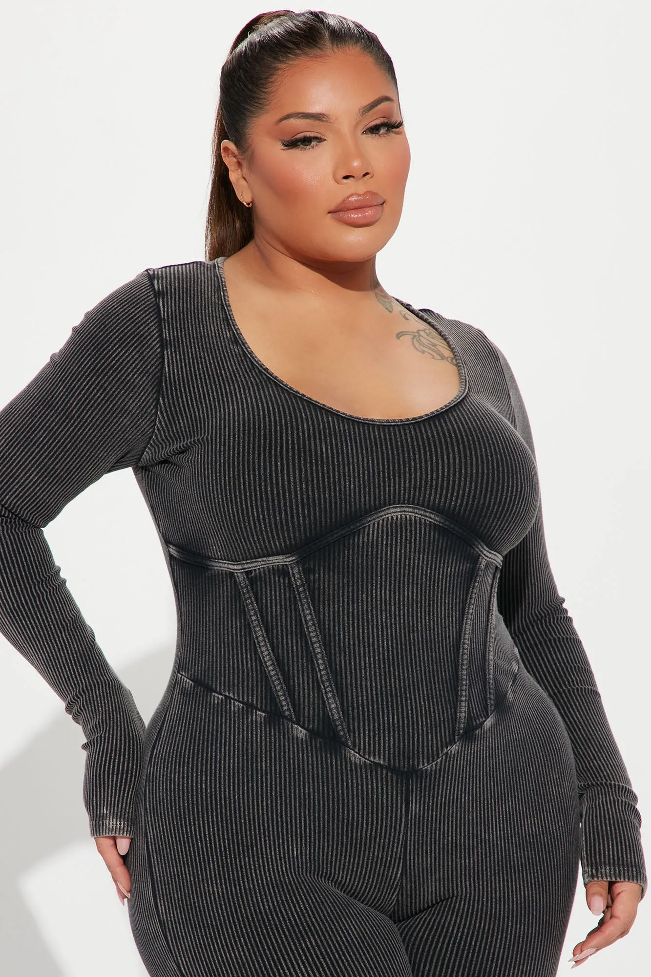 Aspen Ribbed Jumpsuit - Black
