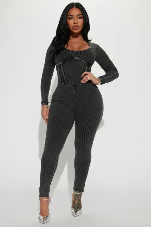 Aspen Ribbed Jumpsuit - Black