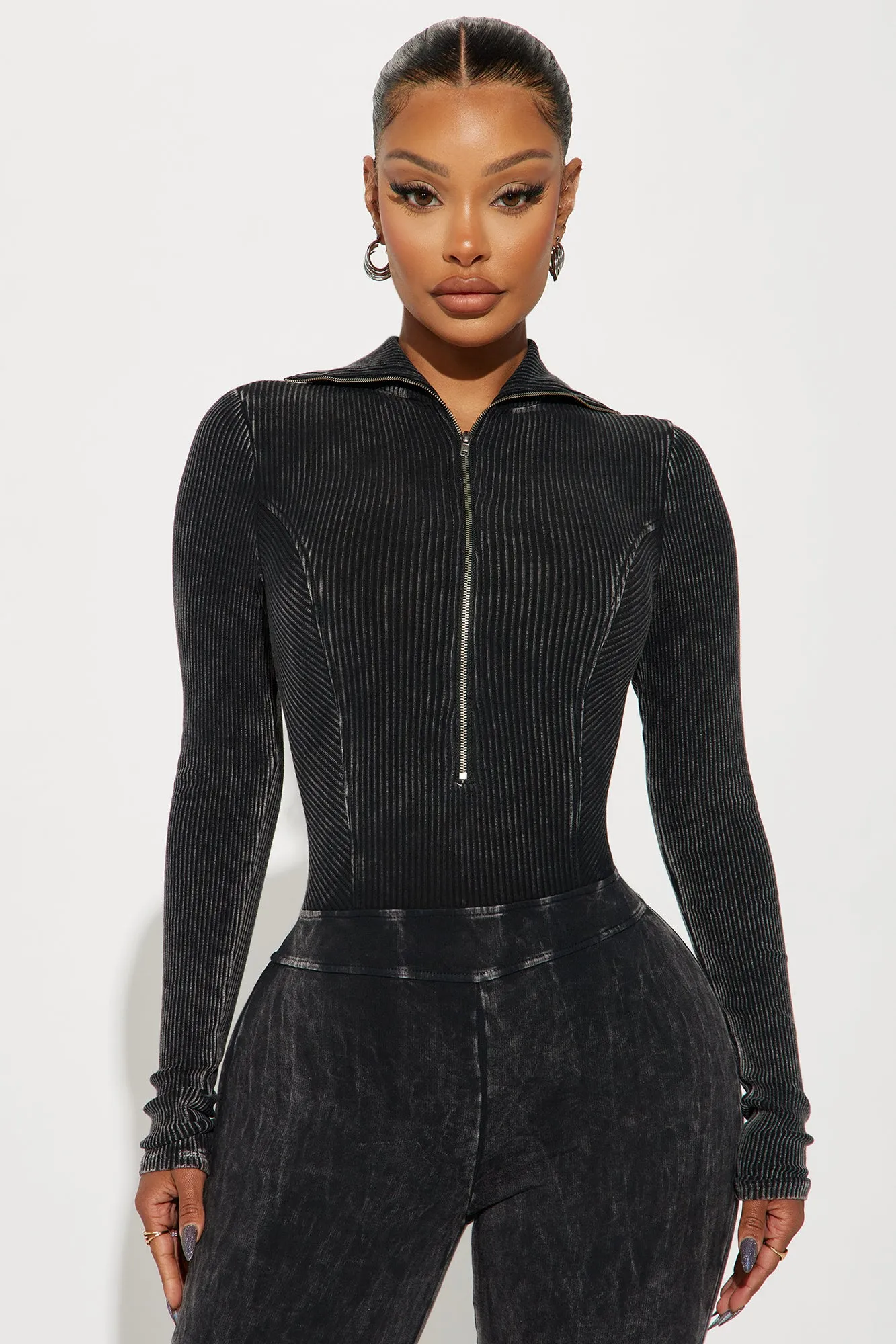 Been Like This Washed Ribbed Jumpsuit  - Black