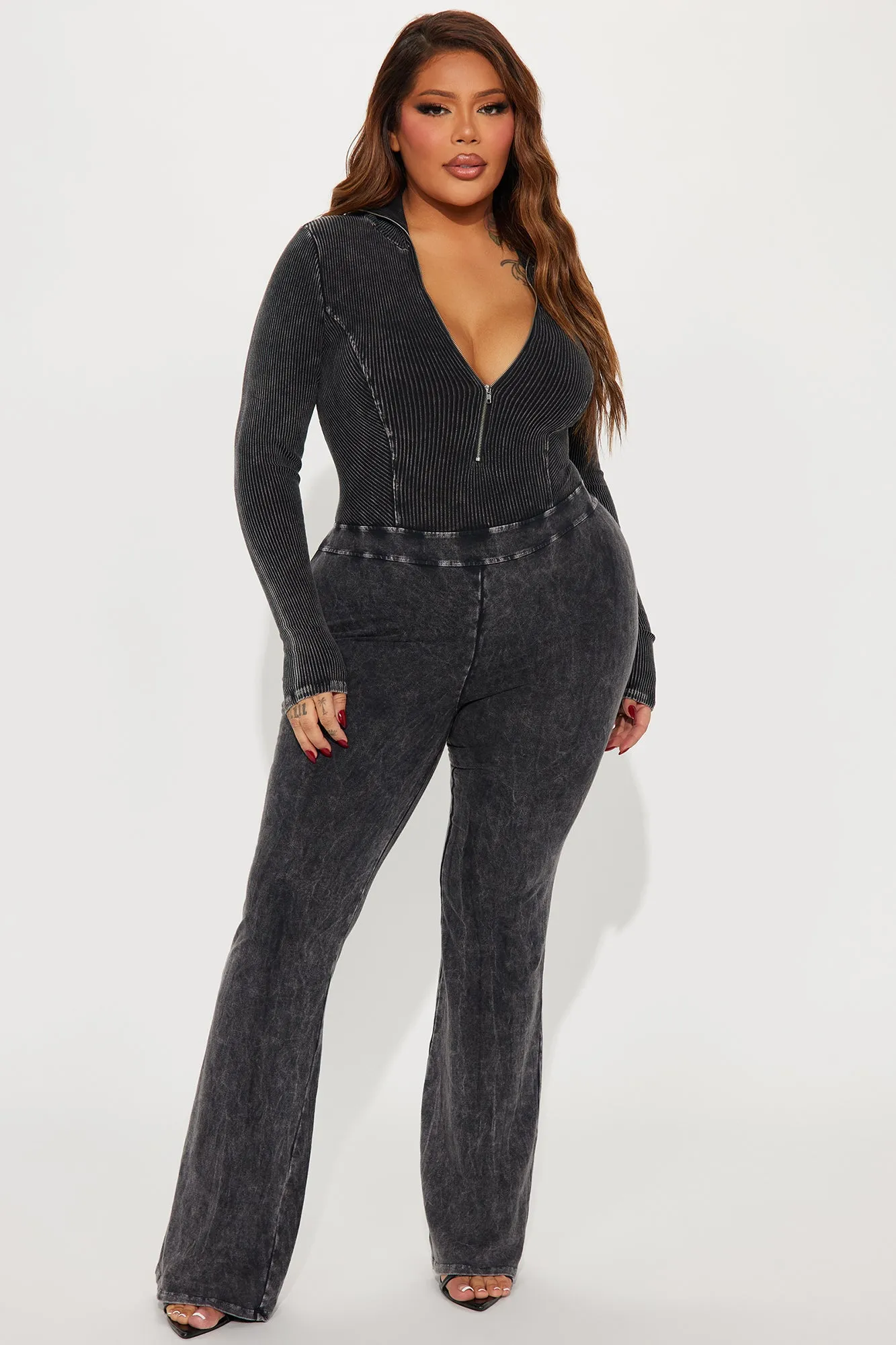 Been Like This Washed Ribbed Jumpsuit  - Black