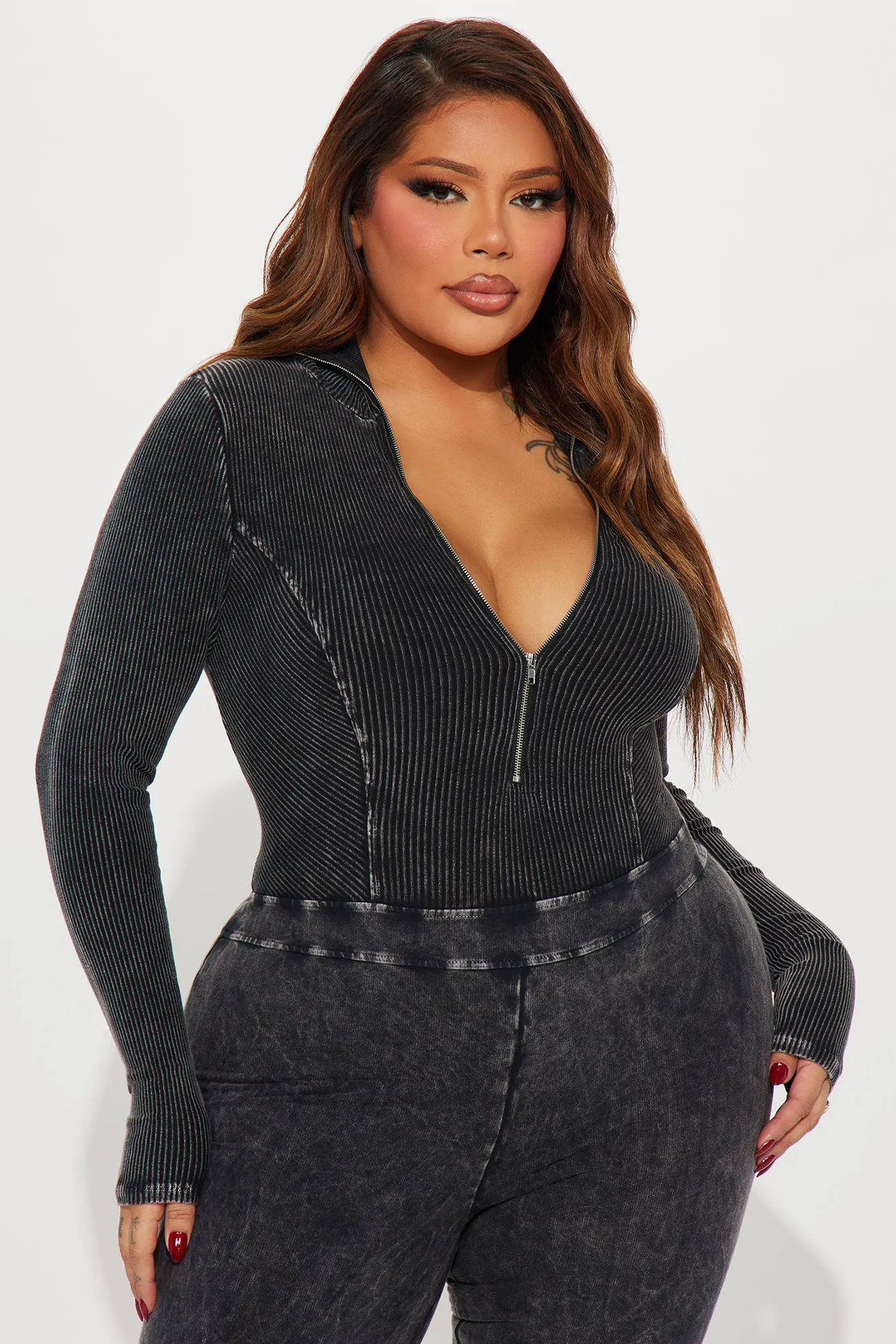 Been Like This Washed Ribbed Jumpsuit  - Black