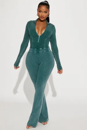 Been Like This Washed Ribbed Jumpsuit  - Hunter