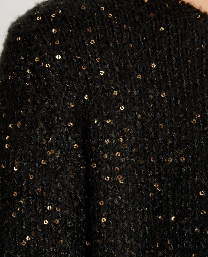 Black and Rose Gold Sequin Cardigan