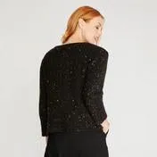 Black and Rose Gold Sequin Cardigan