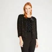 Black and Rose Gold Sequin Cardigan