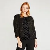 Black and Rose Gold Sequin Cardigan
