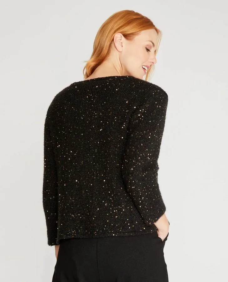 Black and Rose Gold Sequin Cardigan