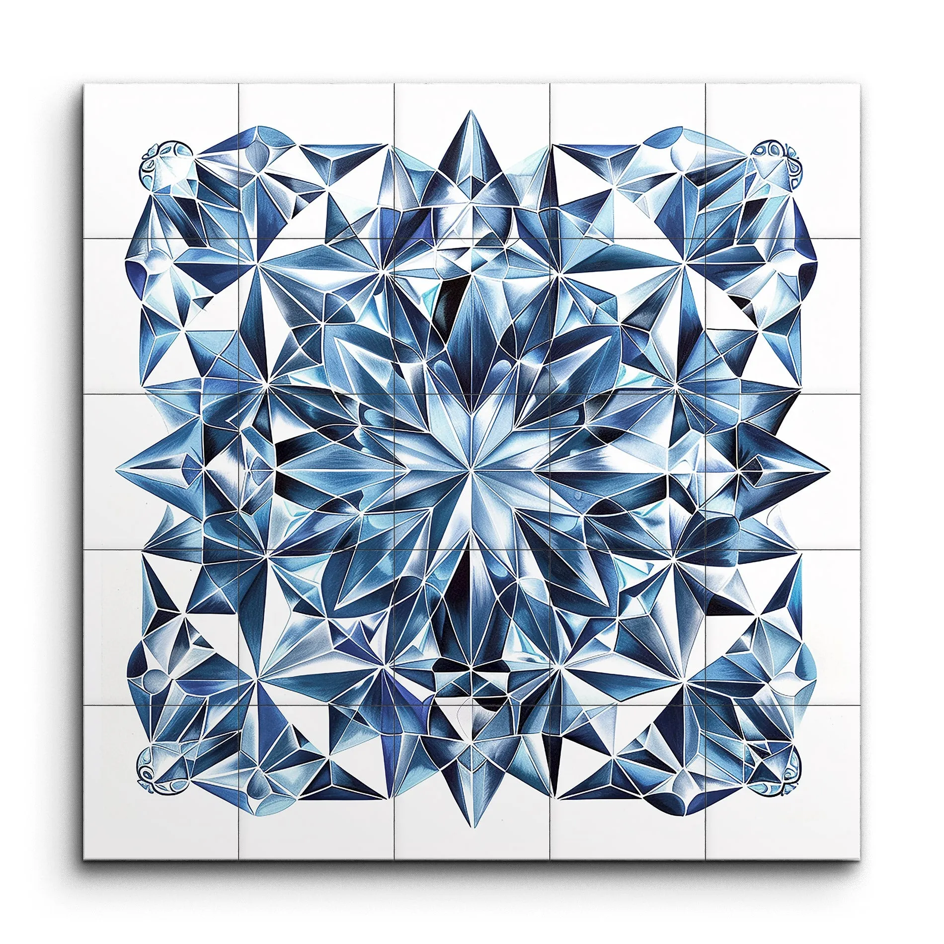 Blue Geometric Starburst: Abstract Elegance