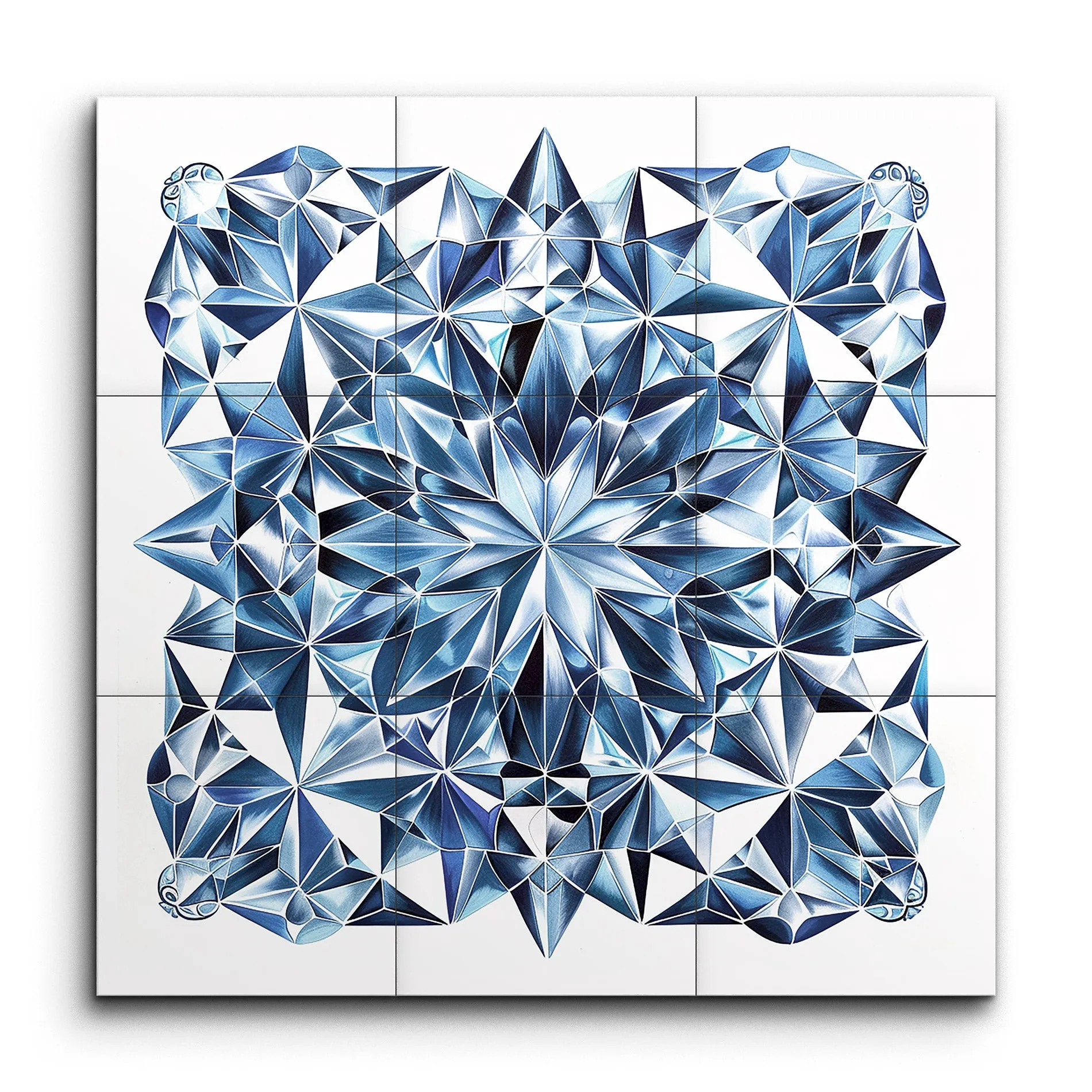 Blue Geometric Starburst: Abstract Elegance