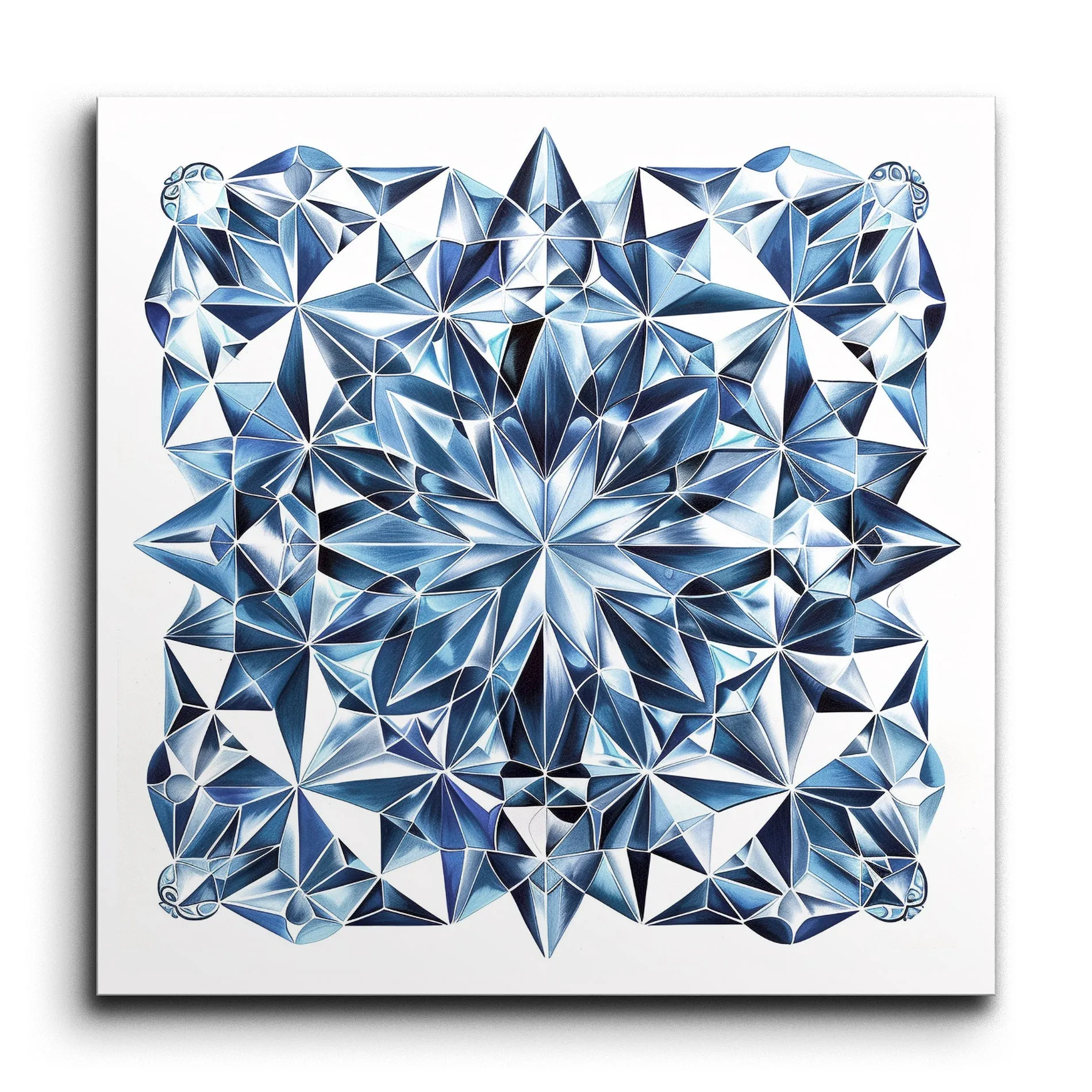 Blue Geometric Starburst: Abstract Elegance