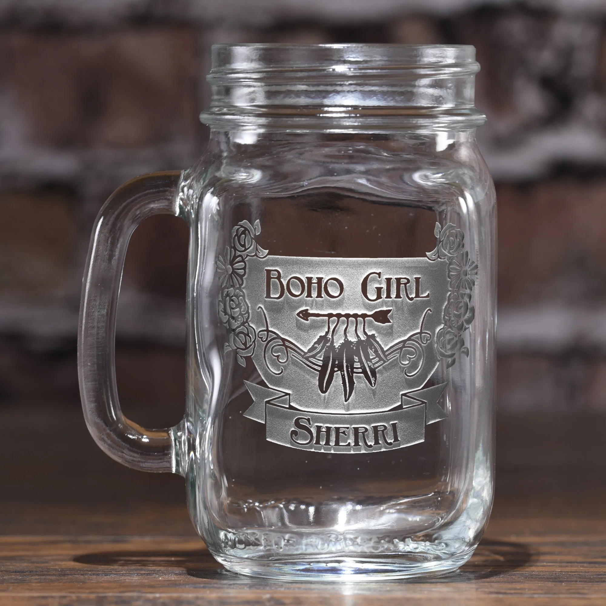 Boho Girl Gyspy Soul Hippie Chick Mason Jar Mug