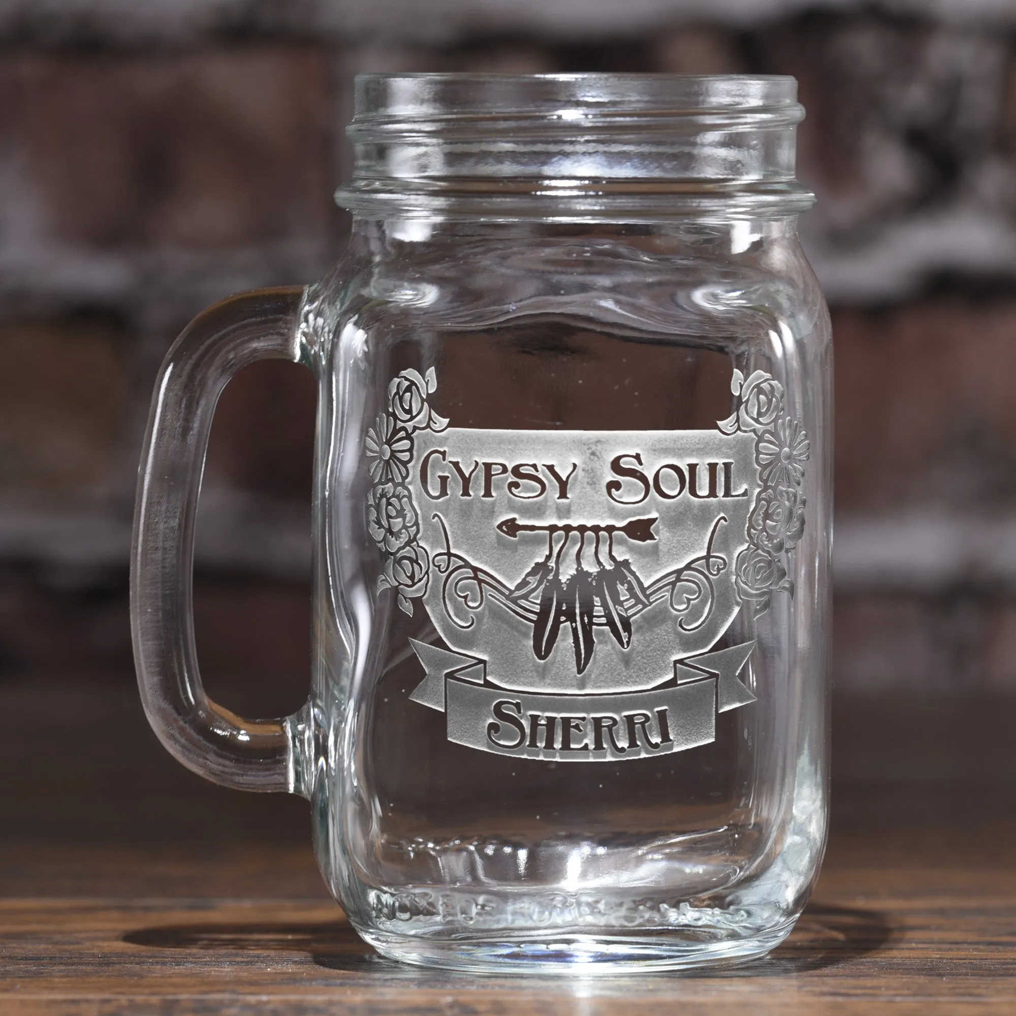Boho Girl Gyspy Soul Hippie Chick Mason Jar Mug