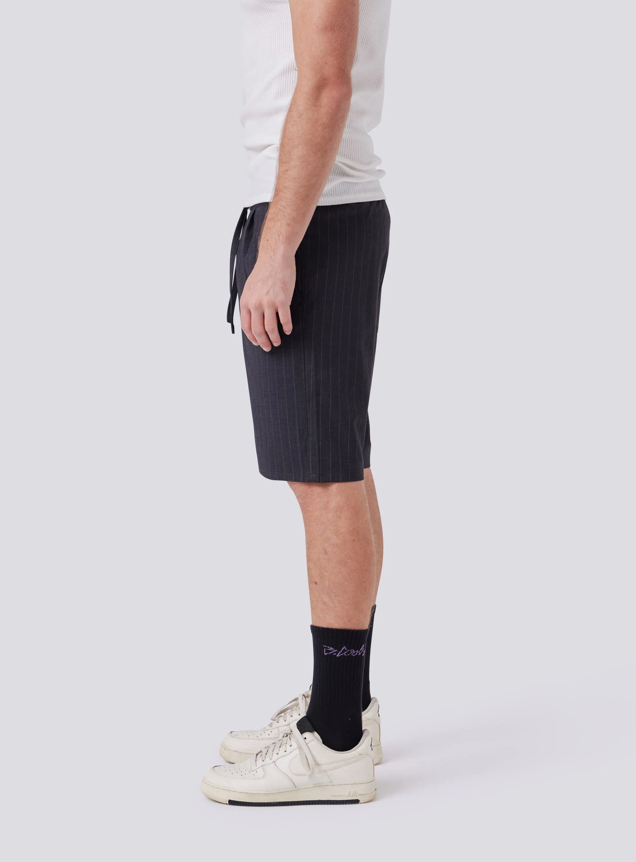 Boxy Suit Short Charcoal Stripe