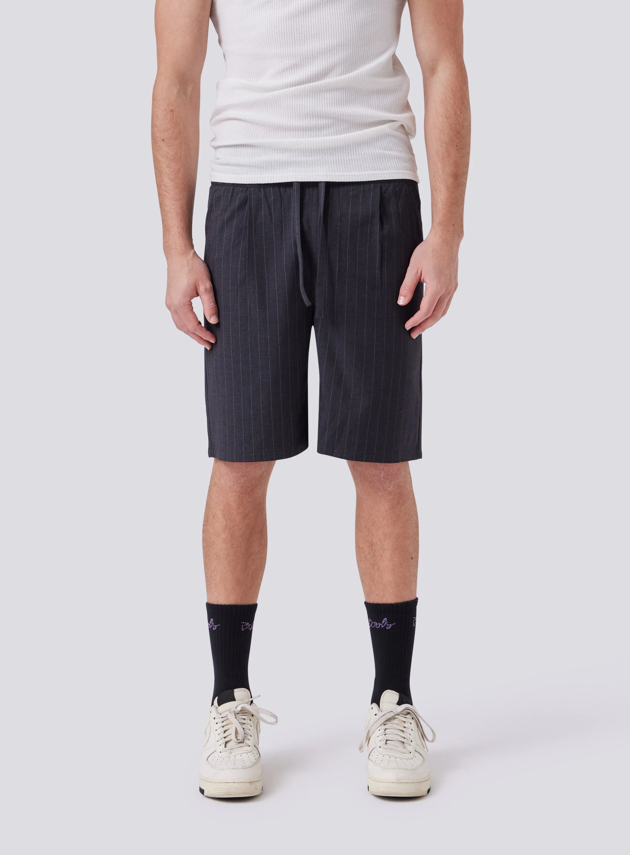 Boxy Suit Short Charcoal Stripe