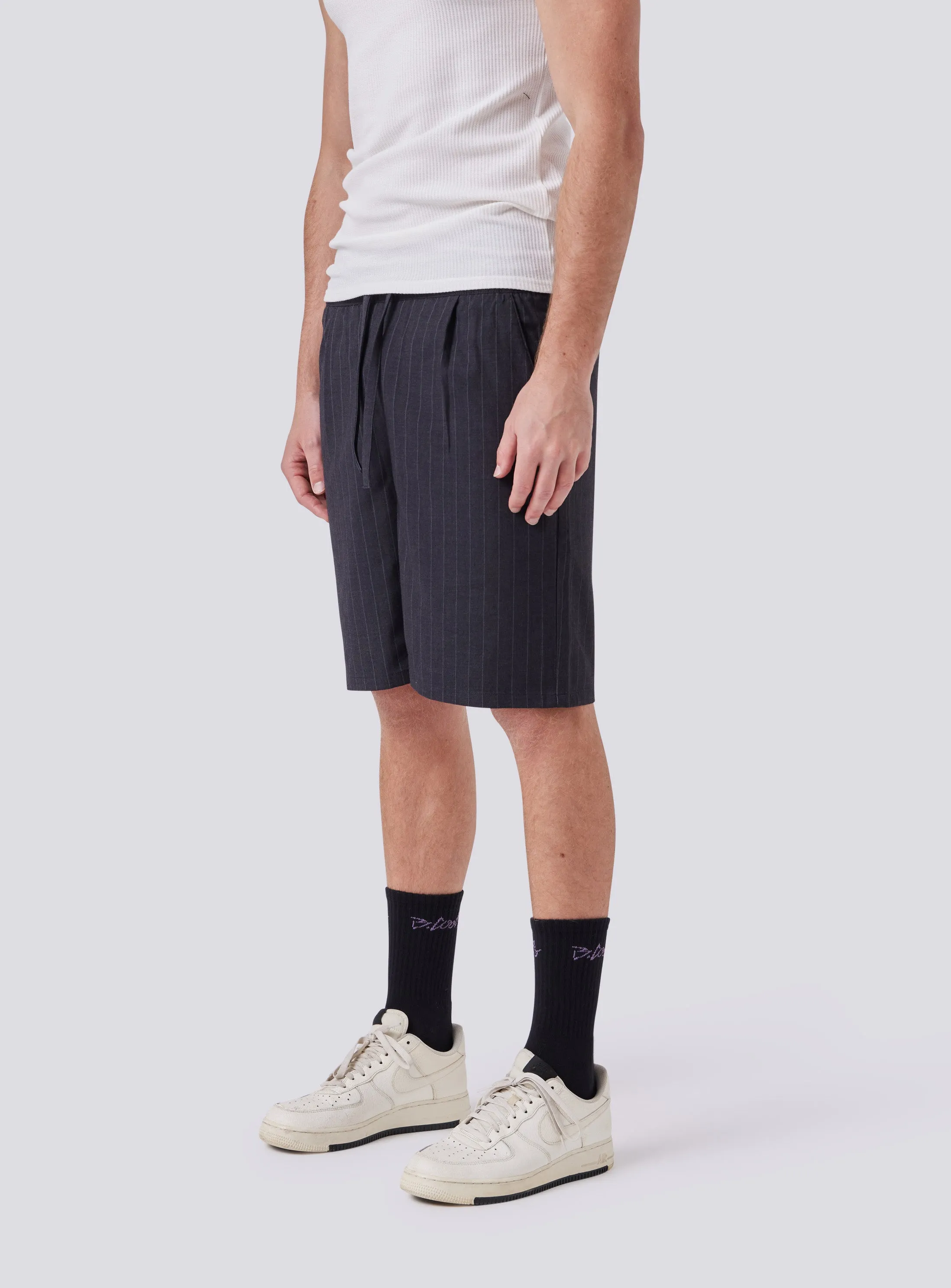 Boxy Suit Short Charcoal Stripe