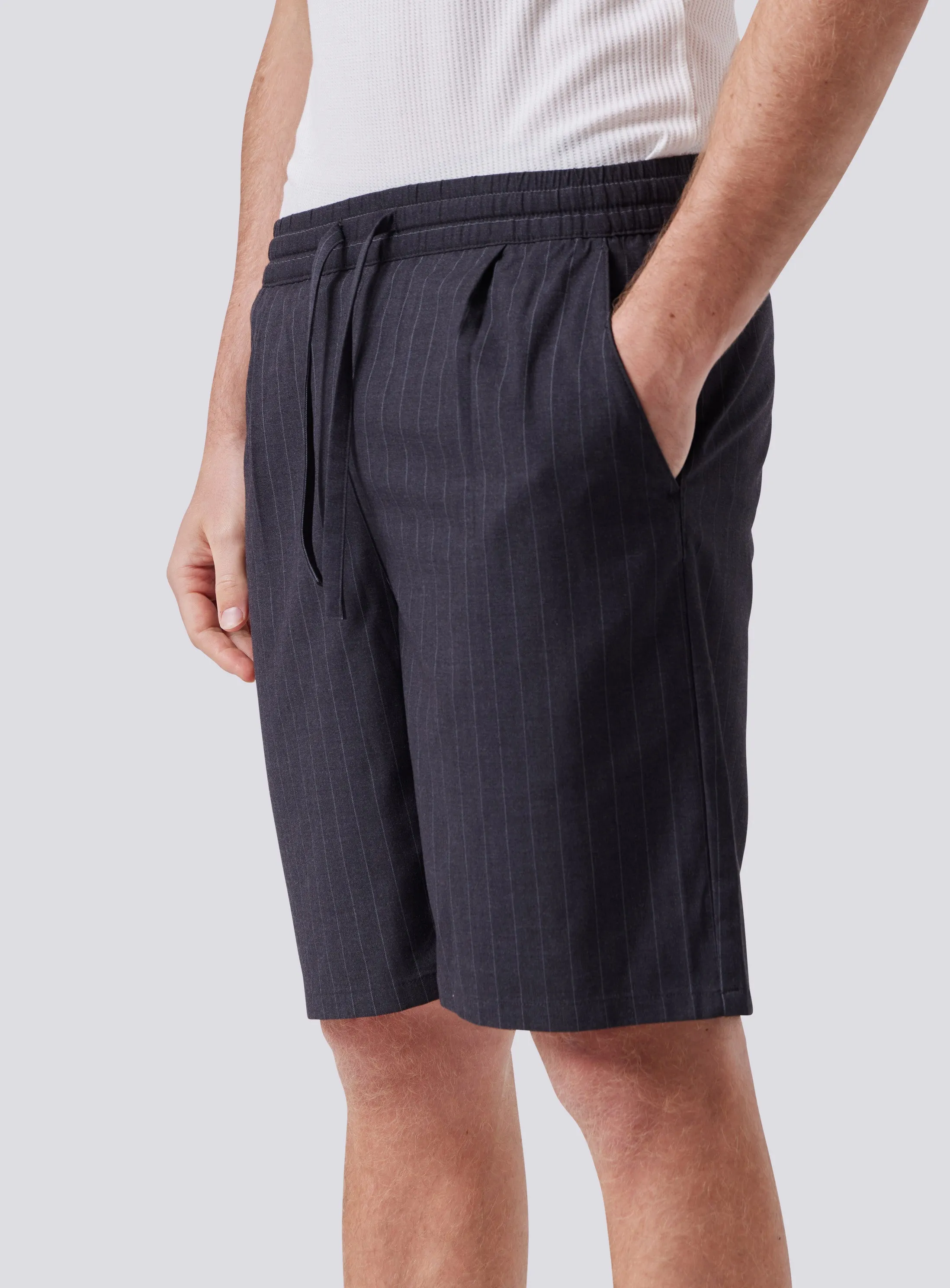 Boxy Suit Short Charcoal Stripe
