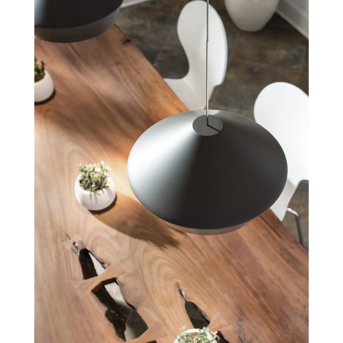 Brummel Monorail Cone LED Pendant Light Satin Nickel Finish Matte Charcoal Gray