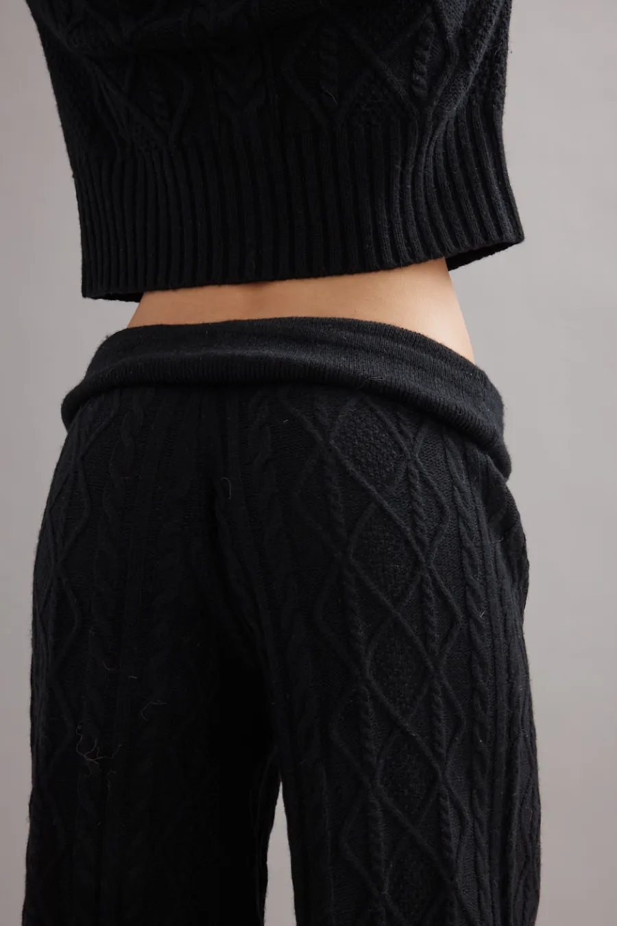 Cable Knit Pant Black