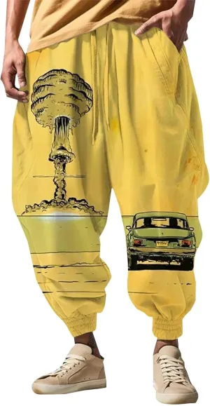 Casual Harem Linen Japanese Yoga Street Feel Casual Sweatpants Mens Drawstring Aladdil Hippih Harem Pants Hakama