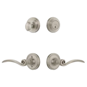 Classic Rosette Entry Set with Swan Lever in Satin Nickel