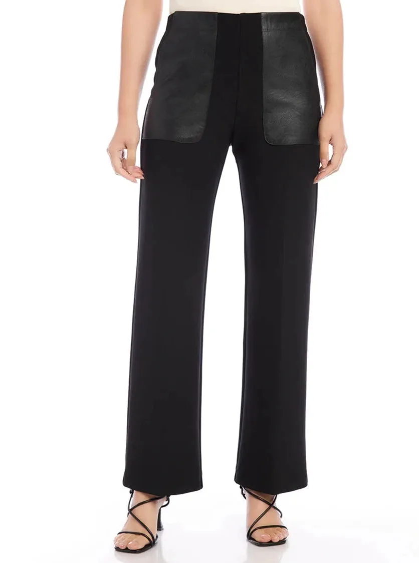 Contrast Pocket Black Pant [Black-4L10516]