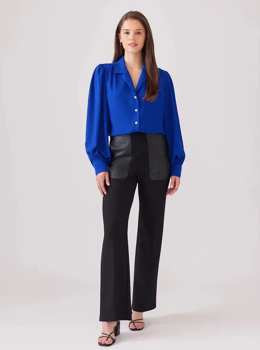 Contrast Pocket Black Pant [Black-4L10516]