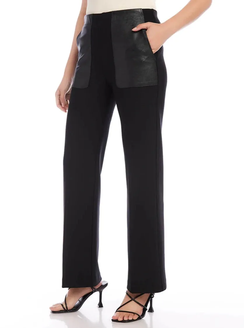 Contrast Pocket Black Pant [Black-4L10516]