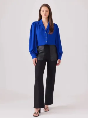 Contrast Pocket Black Pant [Black-4L10516]