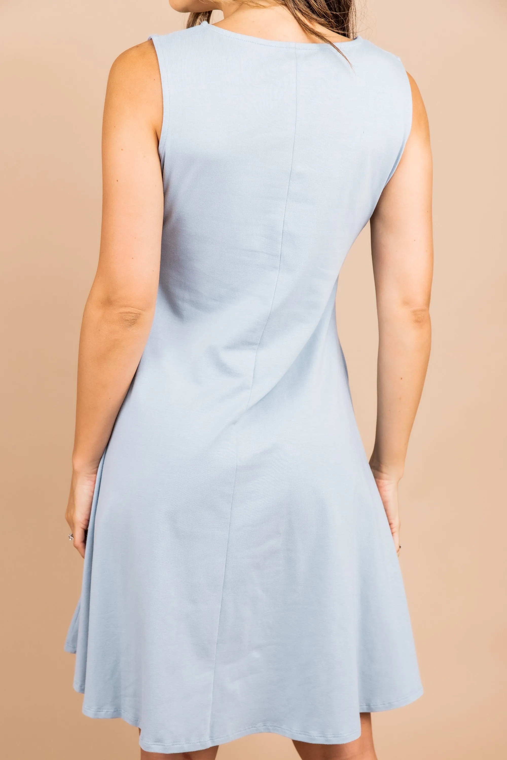 Easy To Find Ash Blue Swing Dress