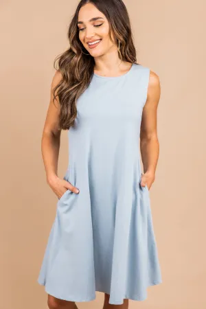 Easy To Find Ash Blue Swing Dress