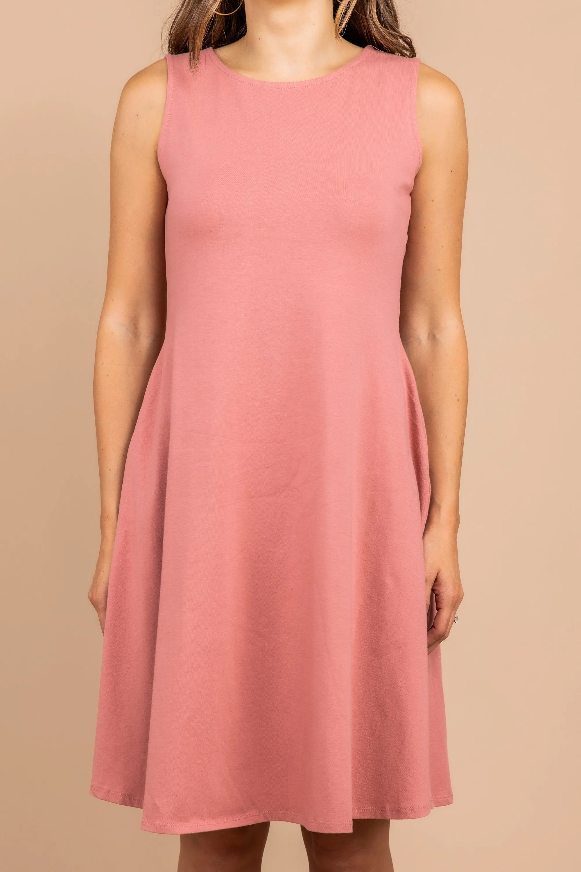 Easy To Find Dusty Rose Pink Swing Dress