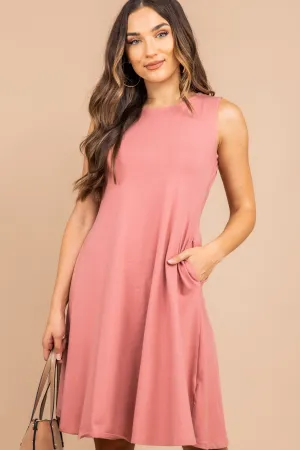 Easy To Find Dusty Rose Pink Swing Dress