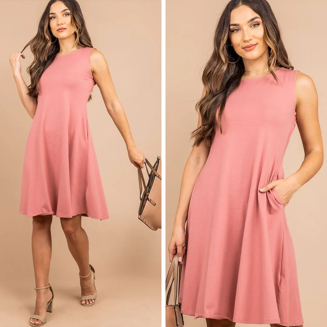 Easy To Find Dusty Rose Pink Swing Dress