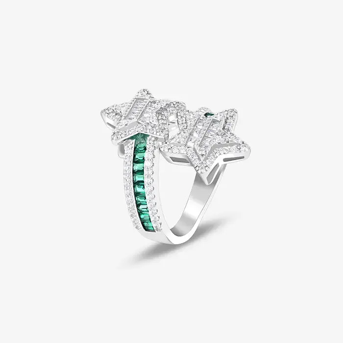 Emerald Toi et Moi Ring