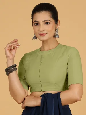 Farida x Rozaana | Regular Sleeves Saree Blouse in Pista Green