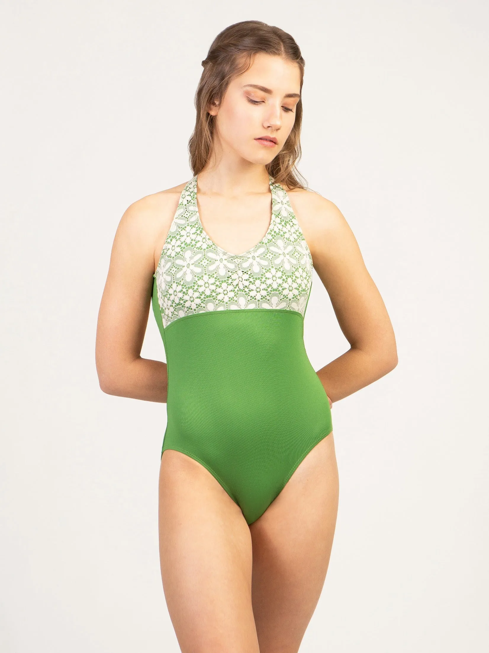 Flower Power Pinch Front Halter Child Size Leotard