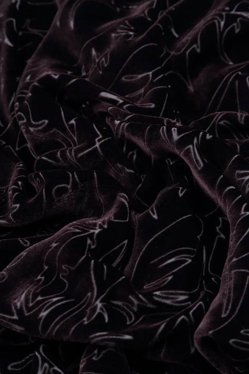 Flowy Silk Hem Vintage Violet Devoré Feather Silk Velvet Jacket