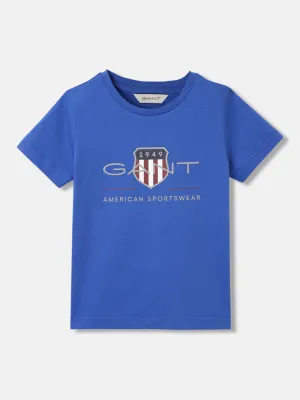 Gant Boys Blue Solid Round Neck Short Sleeves T-Shirt