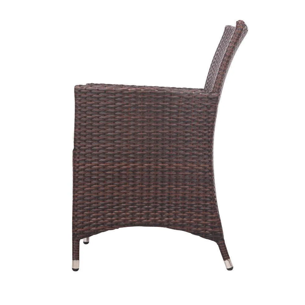Gardeon 3pc Rattan Bistro Wicker Outdoor Furniture Set Brown