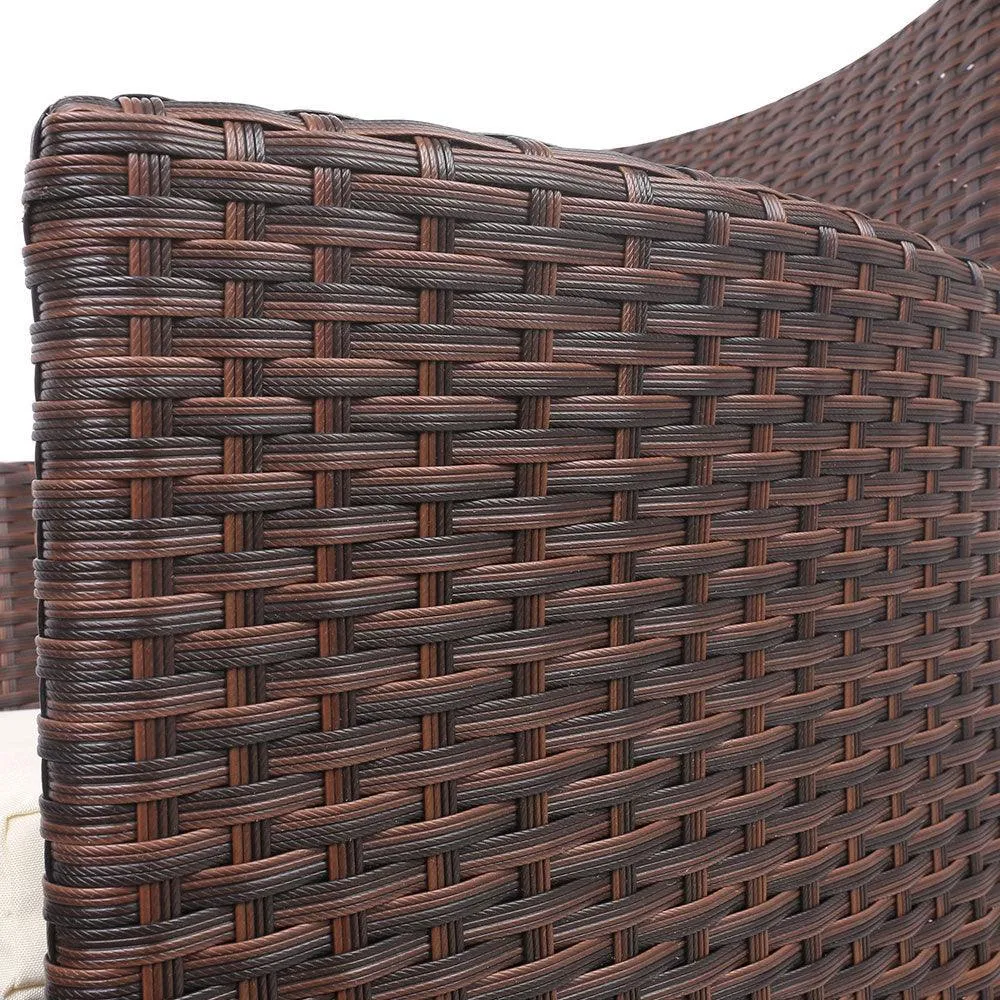 Gardeon 3pc Rattan Bistro Wicker Outdoor Furniture Set Brown