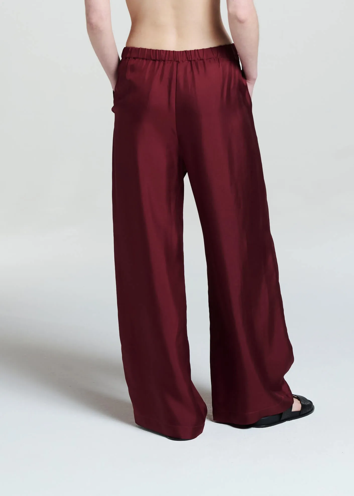 Isola Trouser Burgundy Silk Twill