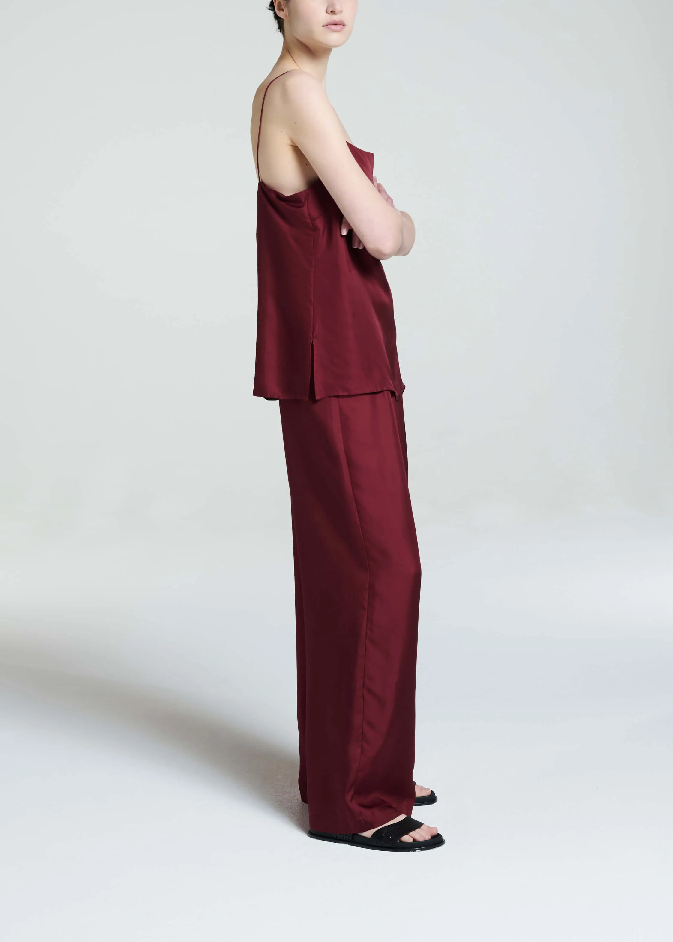 Isola Trouser Burgundy Silk Twill