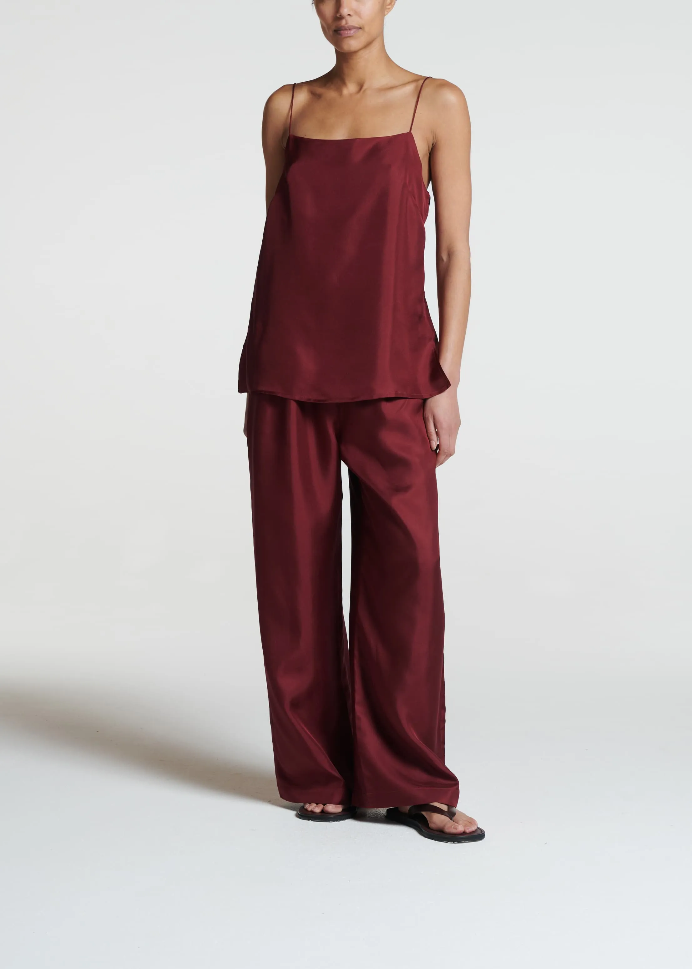 Isola Trouser Burgundy Silk Twill