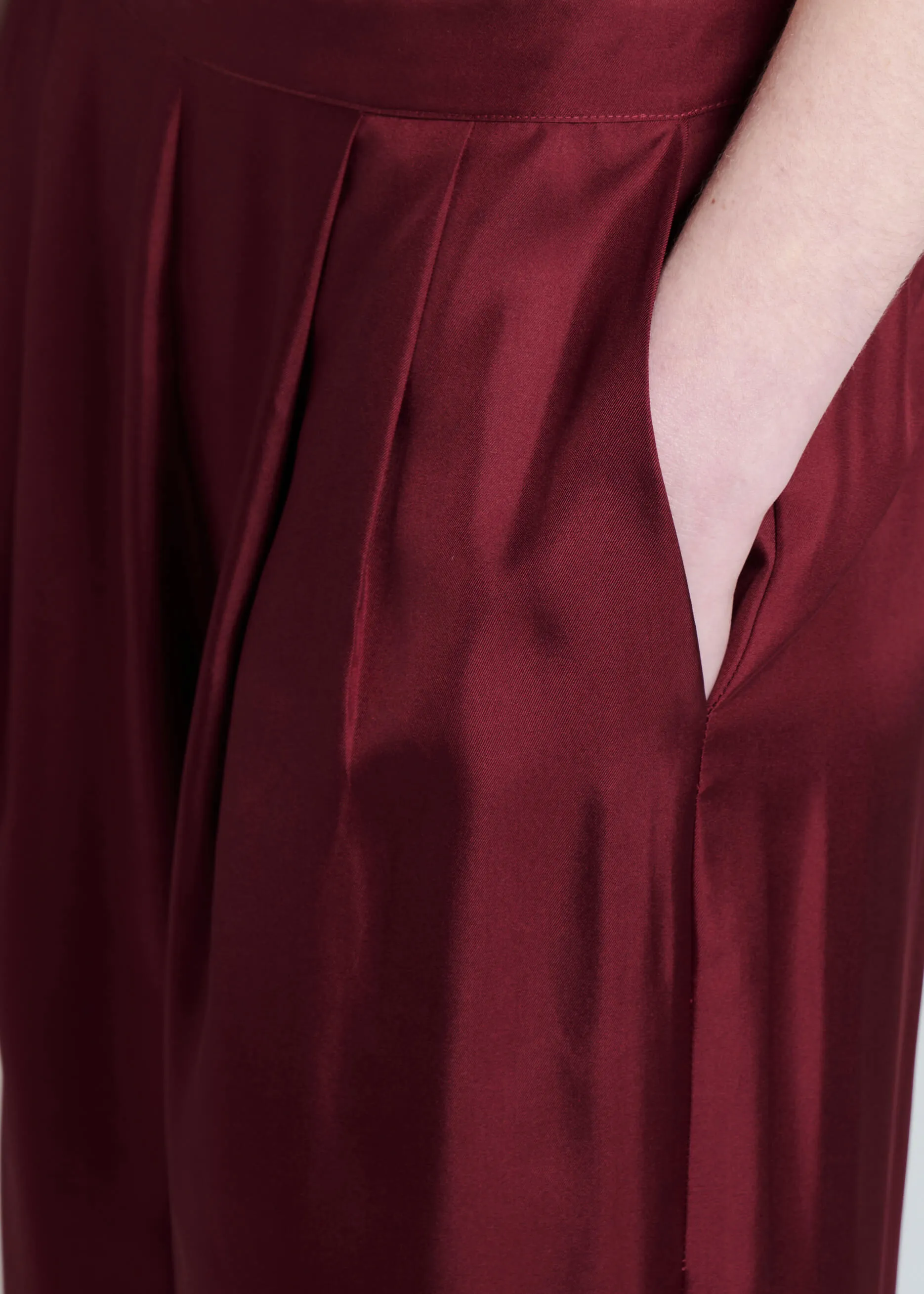 Isola Trouser Burgundy Silk Twill